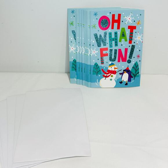 10 pack Hallmark Glitter Christmas Holiday Cards and 5 White Envelopes - Picture 1 of 5